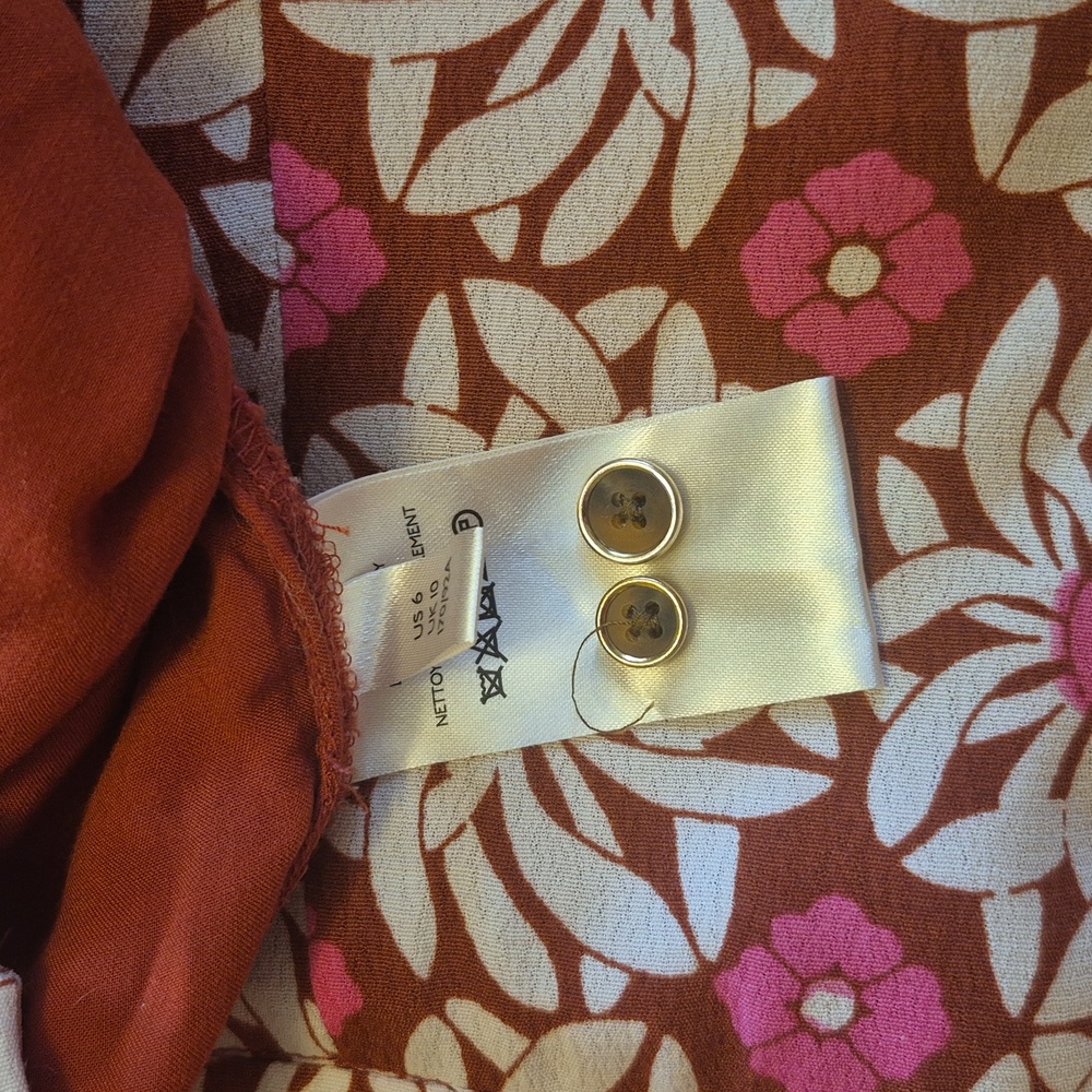 Anthropologie Long Sleeve Bell Bottom Flared Vibrant Floral Jumpsuit Collared 6 - Picture 15 of 17